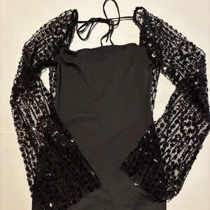 black sequin long sleeve dress from lucy in the sky